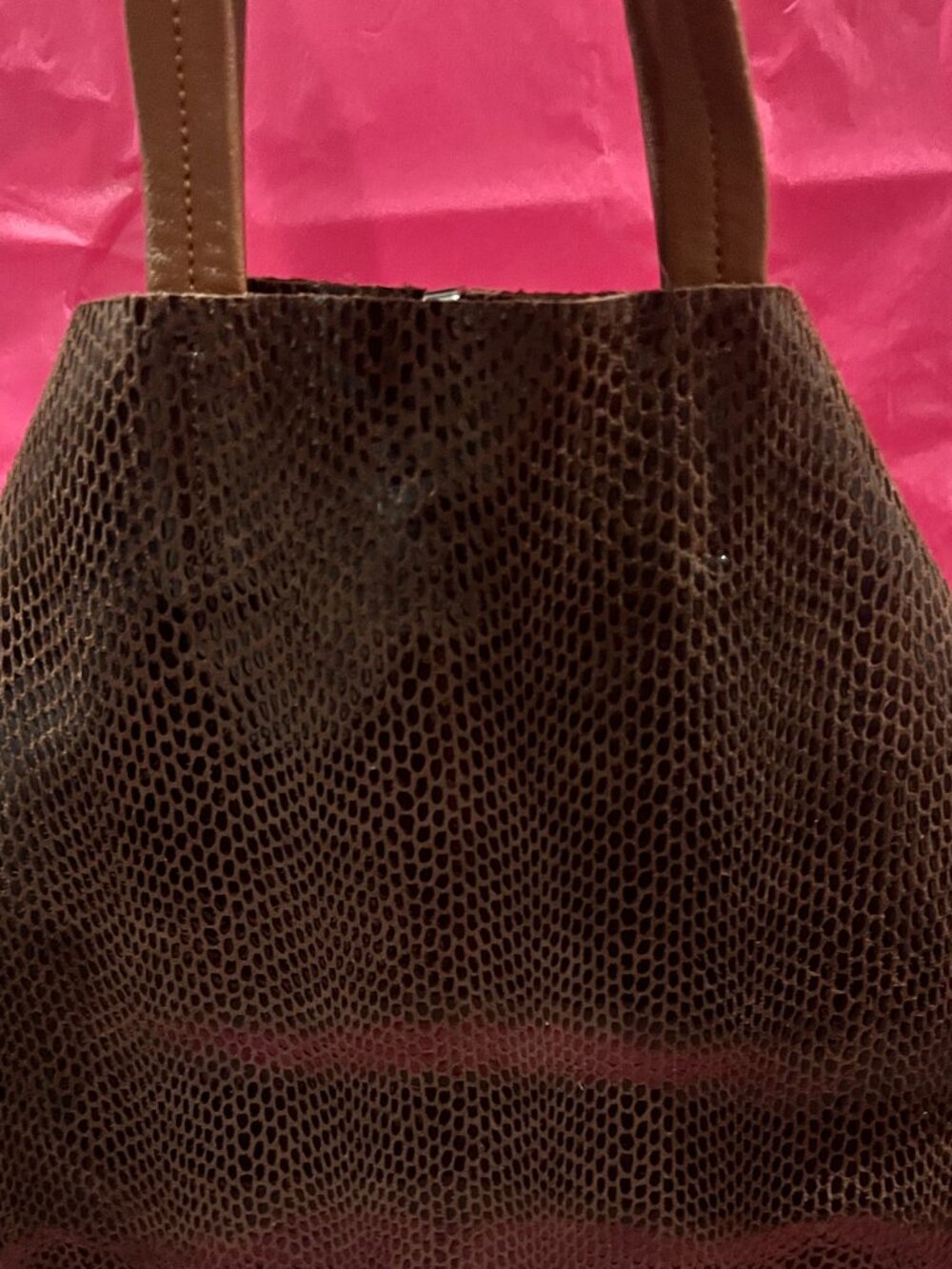 NWOT Sorial New York Brown Snakeskin Embossed Leather Slouchy Tote Bag